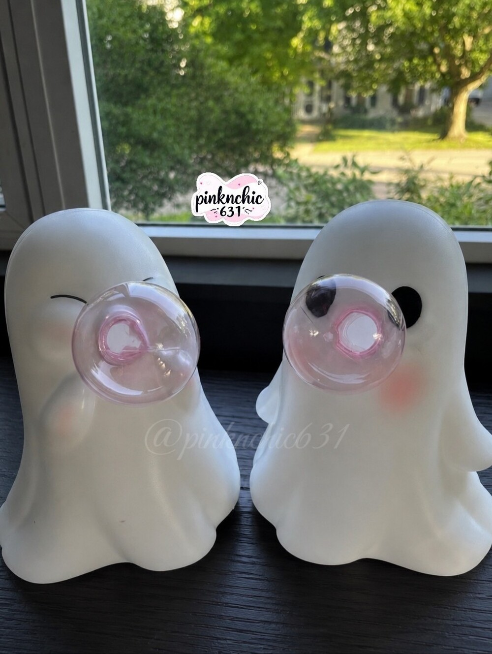 Viral Ghosts Blowing Pink Bubbles Blow Mold Halloween Decor